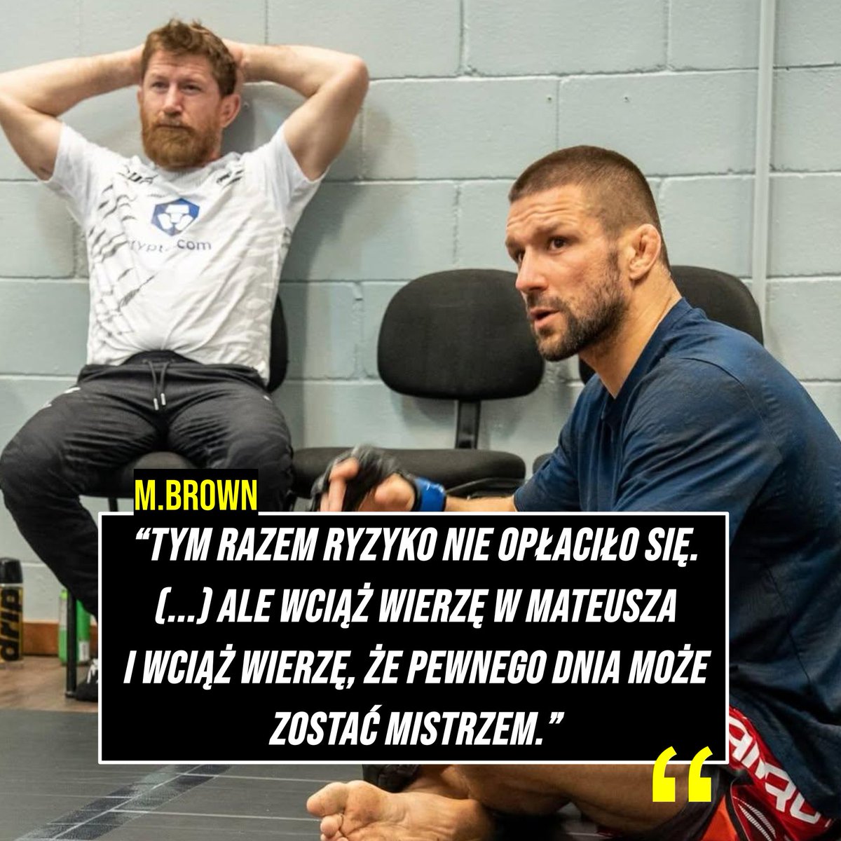 InTheCagePL's tweet image. 🥰 Trener Mike Brown zabrał głos po przegranej "Gamera". Padły piękne słowa! ⤵️

#UFCRio