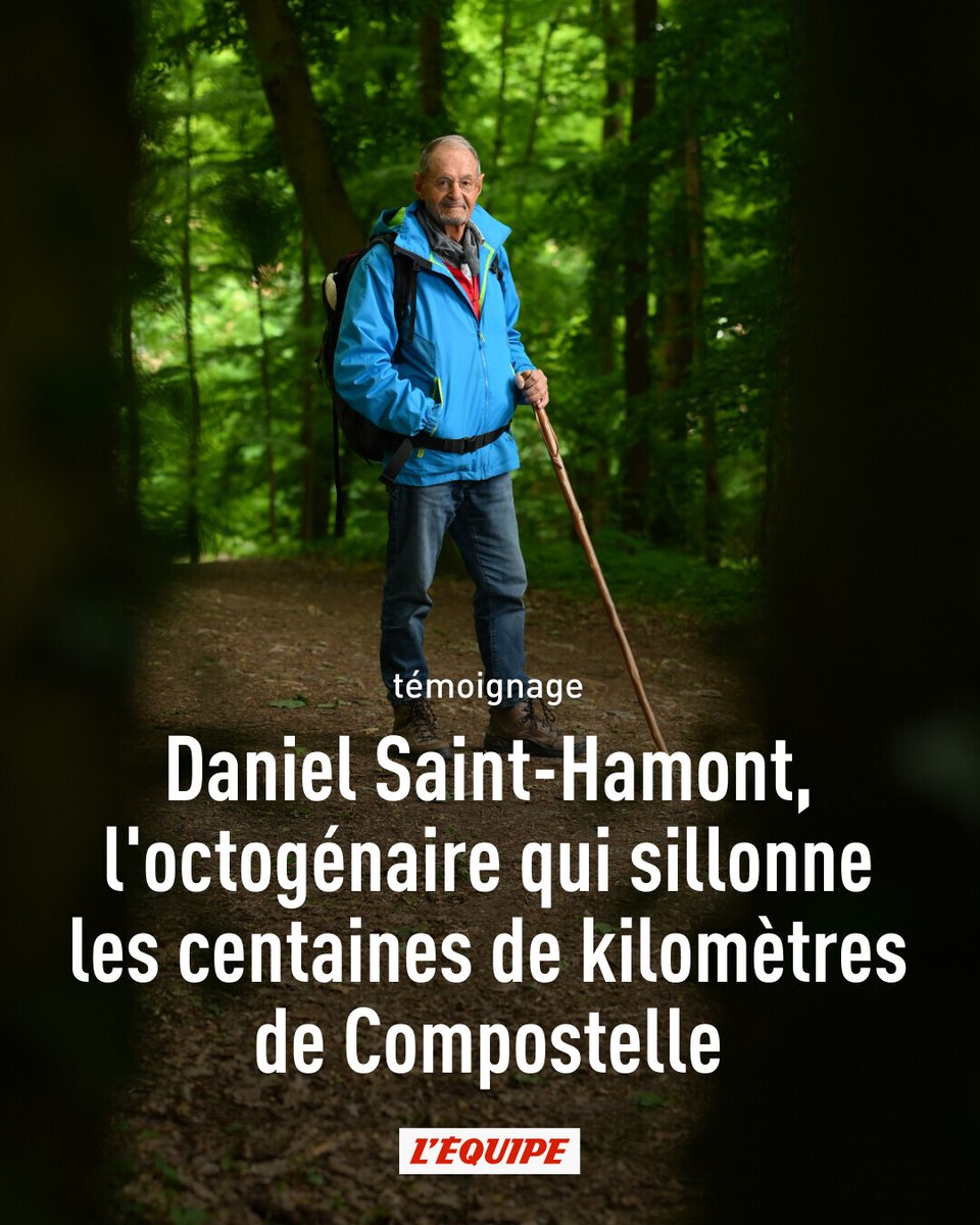 lequipe's tweet image. Depuis 10 ans, ce journaliste et scénariste français arpente les centaines de kilomètres du chemin de pèlerinage. Une prise de pouvoir sur le temps et sur son corps.

«Quand les jeunes piquent-niquent, je reste debout : si je m&apos;assois, je ne repars pas» ➡️ l.lequipe.fr/iTJ