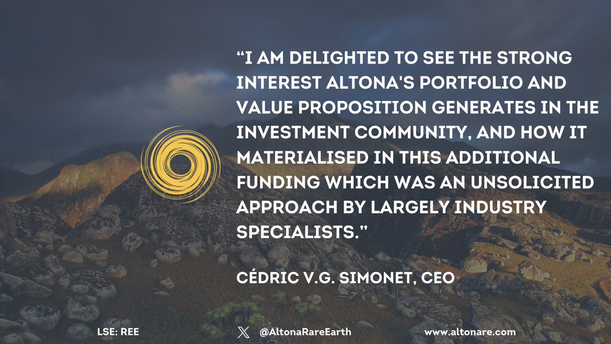 💬 “I am delighted to see the strong interest Altona's portfolio and value proposition generates in the investment community, and how it materialised in this additional funding which was an unsolicited approach by largely industry specialists.” <a href="/CedricSimonet/">Dr Cedric Simonet</a>, CEO

Altona