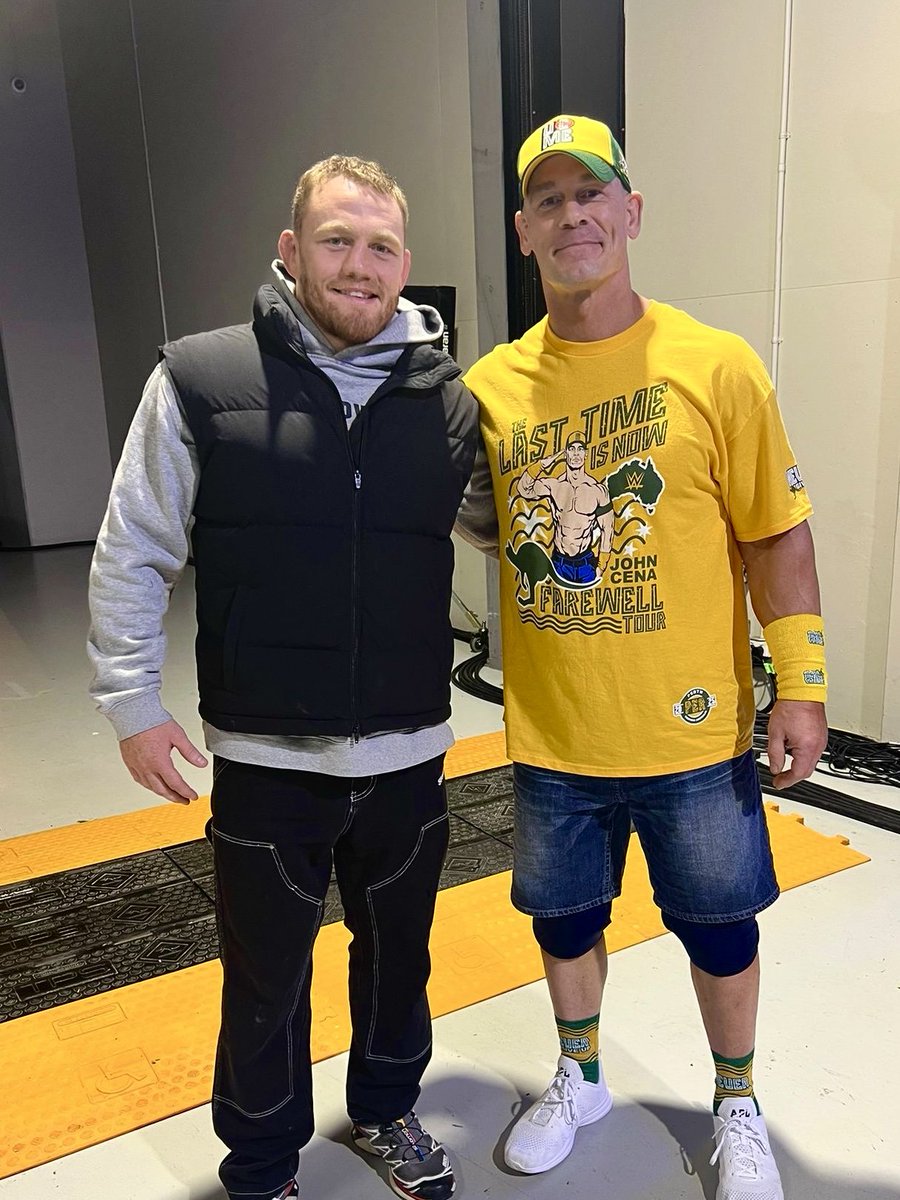 knwrestling's tweet image. John Cena posing with UFC Welterweight Champ Jack Della Maddalena📸

#WWE #UFC