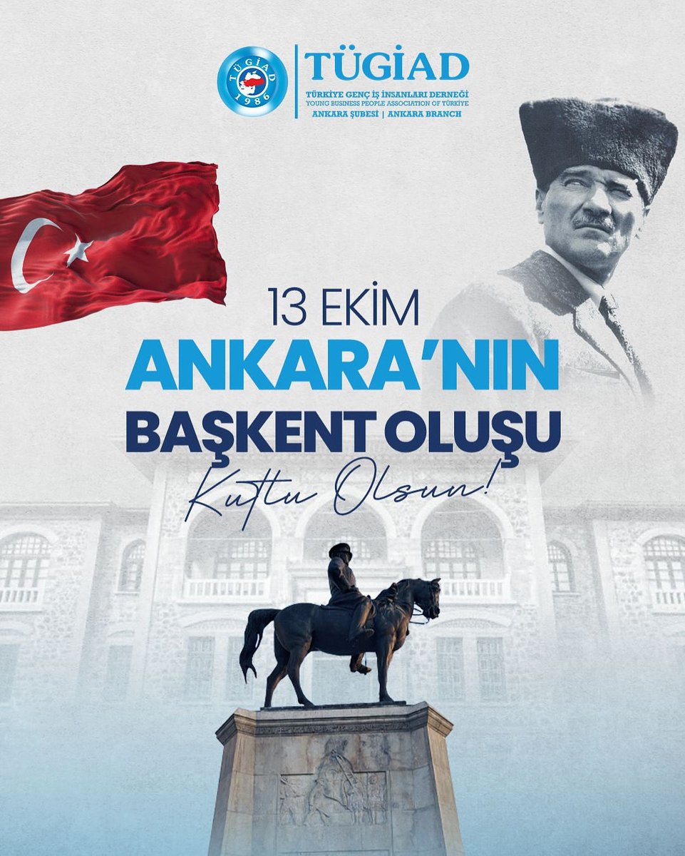 13 Ekim 1923’te Cumhuriyetimizin başkenti ilan edilen Ankara; Ulu Önderimiz Gazi Mustafa Kemal Atatürk’ün önderliğinde yürütülen bağımsızlık mücadelesinin kalbi, Cumhuriyetimizin simgesi ve hepimizin gönlünde özel bir yere sahip şehir. 

✨ TÜGİAD Ankara olarak, Cumhuriyetimizin
