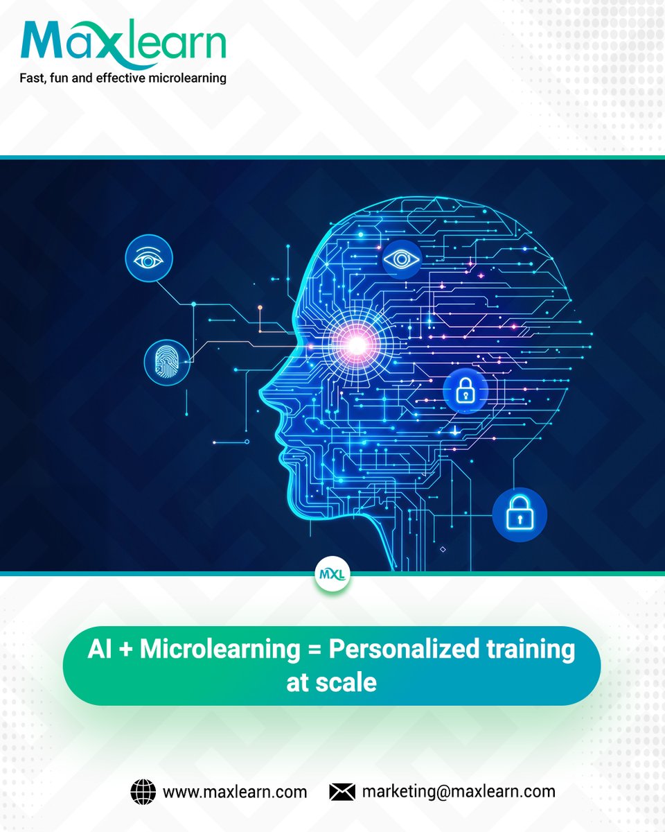 maxlearn_global's tweet image. Learning Trend
2025 Learning Trend: AI + Microlearning = Personalized training at scale.
MaxLearn is already leading this shift. To Kow More Book A Demo...maxlearn.com/request-a-demo/
#PersonalizationAtScale #spacedrepetition #MobileLearning #learningretention #TrainingROI #AI