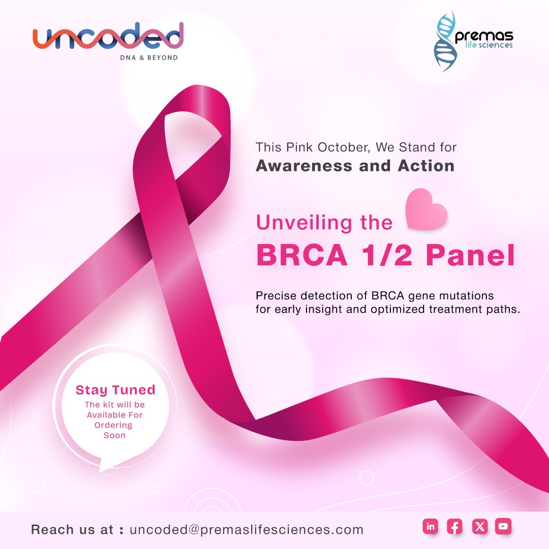 UncodedOmics's tweet image. 🎗️Every Story is Unique. Every Journey Matters. 

This #October, we honor courage &amp;amp; hope in the fight against #BreastCancer. Proud to announce our upcoming BRCA1/2 NGS Panel — empowering early insights &amp;amp; personalized care. Kit available soon. 

#Uncoded #BRCA #PinkOctober