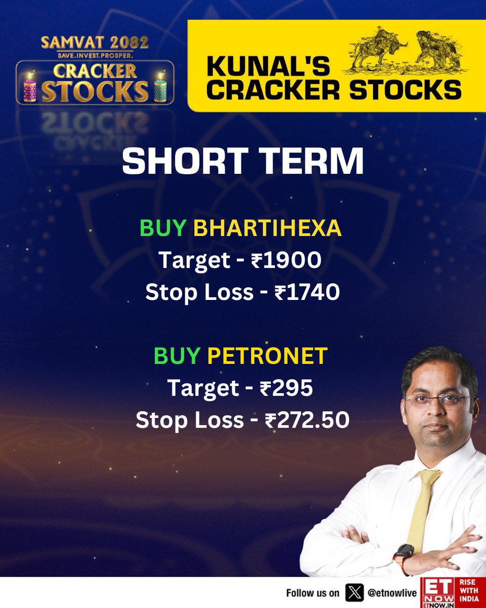 ETNOWlive's tweet image. #Samvat2082 | Check out Kunal Bothra’s Cracker Stock Picks for the new Samvat 👇

📺 Tune in at 1:30 PM!

#Diwali2024 #CrackerStocks #StockMarket #SamvatSpecial