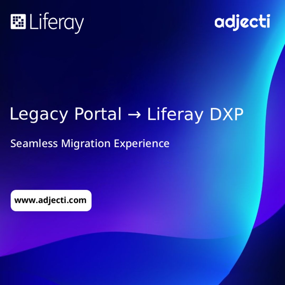AdjectiSolution's tweet photo. Upgrade your legacy portal to Liferay DXP without the headaches.
At Adjecti, we specialize in smooth, secure &amp; performance optimized migrations from older Liferay versions or thirdparty CMS platforms.

#Liferay #LiferayMigration #UpgradeToDXP #EnterprisePortal #LiferayDevelopment https://t.co/uTiIq92pyW