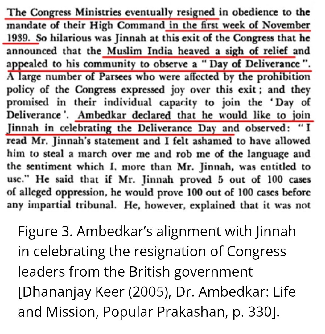 3/20 :- 
Ambedkar not only fueled caste hatred among Hindus but also sided with the Muslim League. When Jinnah marked Congress’s resignation in 1939 as a “Day of Deliverance,” Ambedkar eagerly joined the celebration aligning with forces that aided the British in dividing  India.