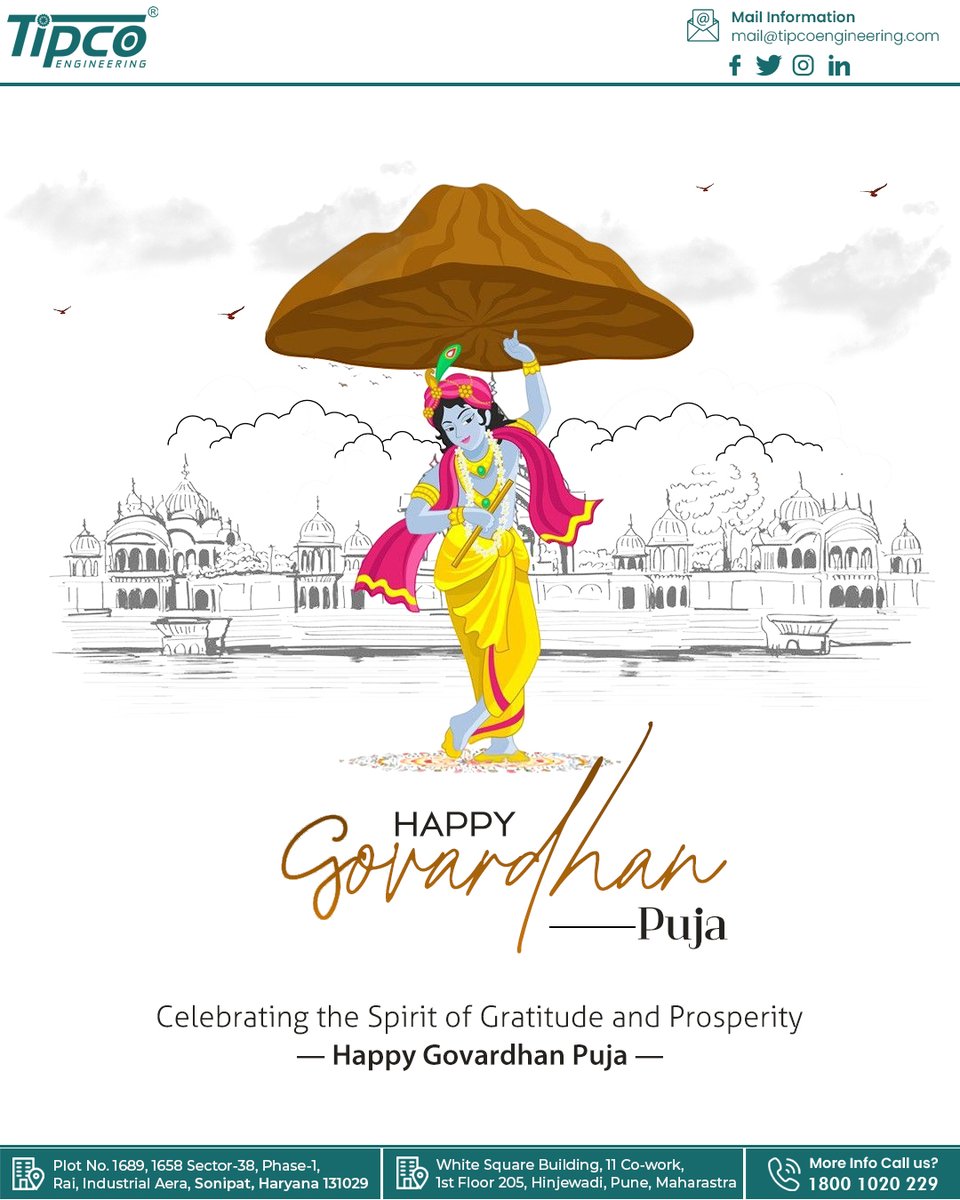 tipcoengineer's tweet image. This Govardhan Puja, let’s bow to nature’s abundance and express thankfulness for all that sustains us. 🙏✨
Wishing everyone a day filled with positivity, peace, and prosperity. Happy Govardhan Puja! 🌼
.
.
.
#govardhanpuja #festivalofgratitude #prosperitylife #indianfestivals