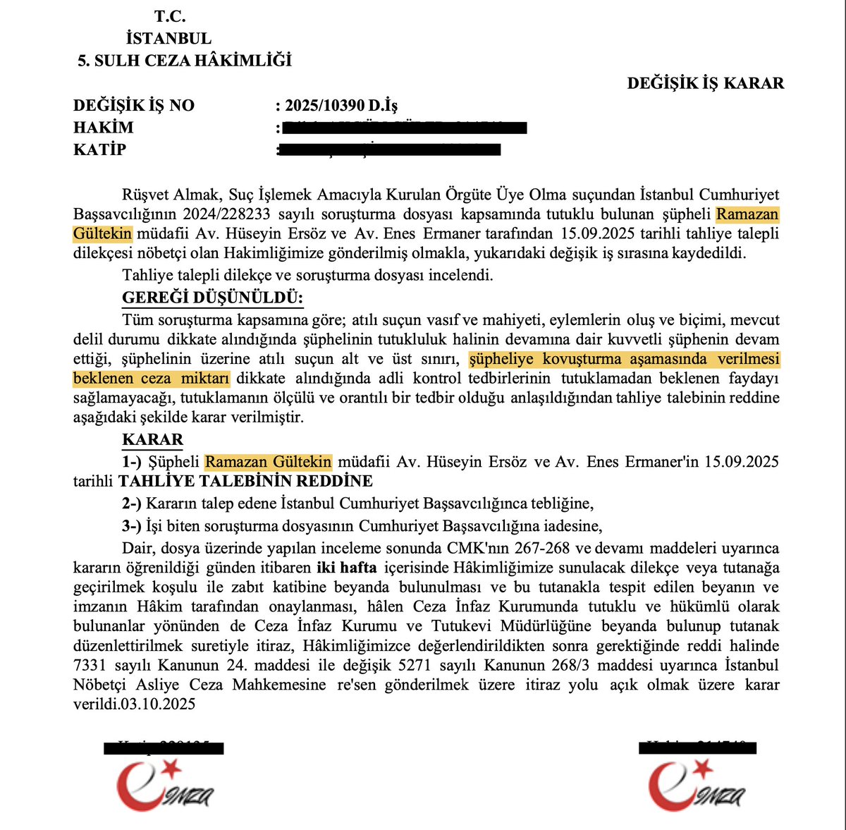 İBB İmar ve Şehircilik Daire Başkanı Ramazan Gülten (<a href="/ramazangulten_/">Ramazan Gülten</a>) tam 166 gündür haksız ve hukuksuzca Silivri Cezaevi'nde tutuklu. Ayrıca kendisi cezaevindeyken dünyaya gelen biricik kızı Maya'dan ise 76 gündür ayrı.

Ramazan Gülten için sunduğumuz tüm tahliye talepli