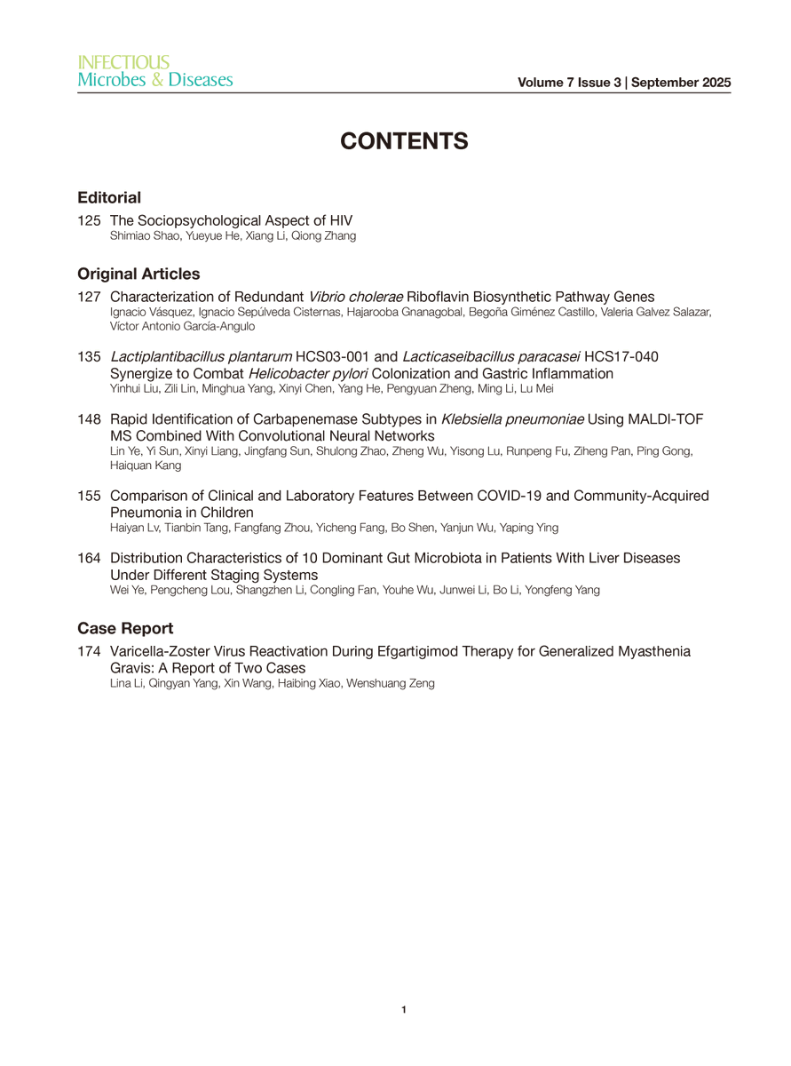Journal_IMD's tweet photo. Read and cite the latest Infectious Microbes &amp; Diseases - Vol. 7, No. 3, September 2025
https://t.co/1SZ0CeNAhx https://t.co/IUL0SwSRDb