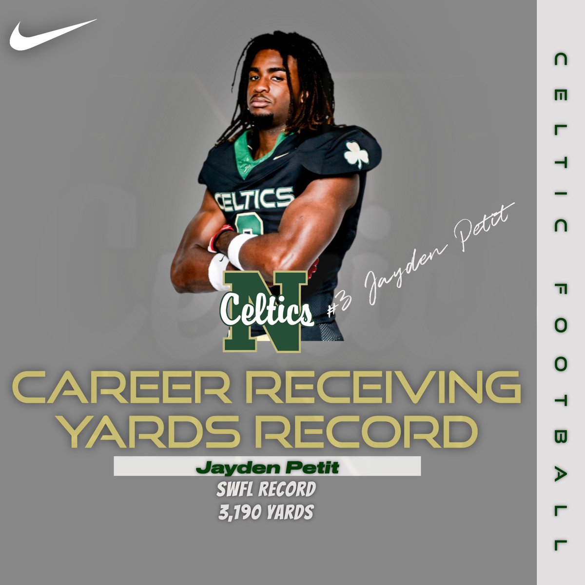 After new information came in we had to update the graphic! Jayden is the All Time Leader in Receiving Yards for all of SWFL!!