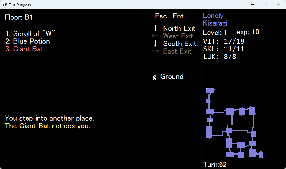 WATASHI2TAWASHI's tweet image. The dungeon is procedurally generated, with items, creatures, and events appearing and placed randomly each run. In the spirit of traditional roguelikes, the game features permadeath—once you die, your save data is erased and you must start over.

#Roguelike #IndieGame #GameDev