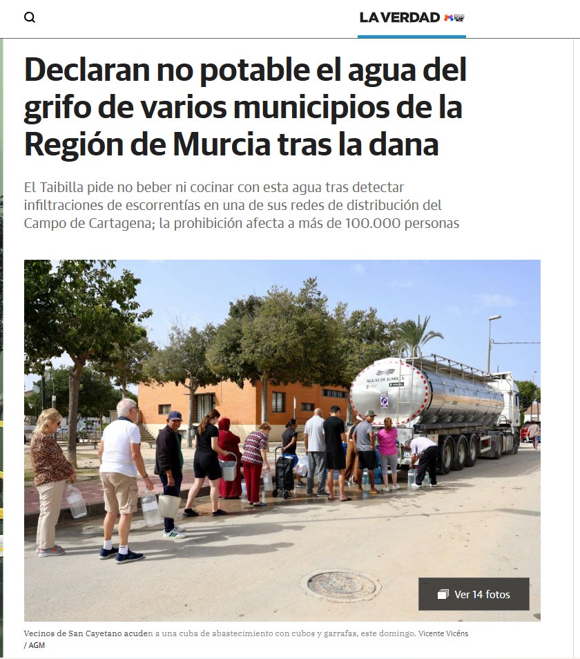 #DanaAlice Murcia Mar Menor:  Mínimo 6 días para que vuelva el agua potable" en San Javier, Los Alcázares, San Pedro y las zonas afectadas. Evitar Usar el agua de grifo contaminada por  escorrentías de estas lluvias #Dana