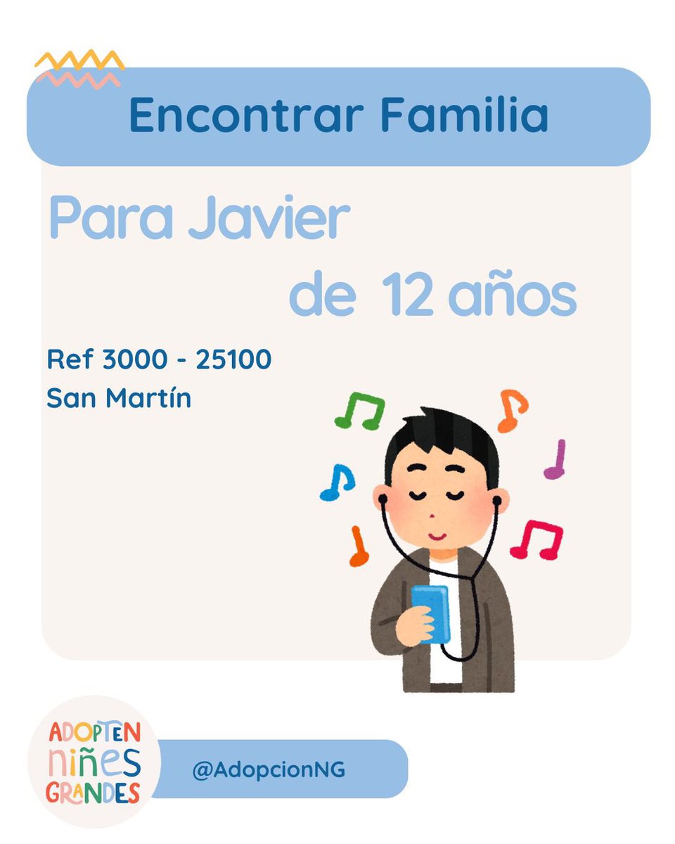 Javier tiene 12 años y sueña con una familia con la que pueda compartir lo que más le gusta: jugar al ajedrez, salir a pasear y cantar bien fuerte al ritmo de la música. No importa si no saben mover las piezas, porque él puede enseñarles con paciencia y alegría: