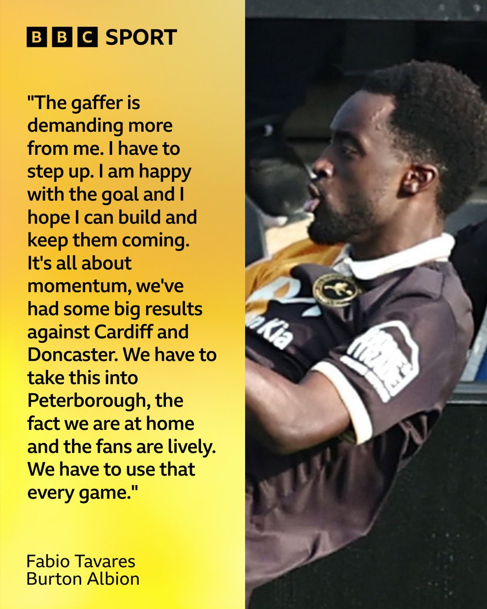 BBCDerbySport's tweet image. "That's what we should be doing every week"
Burton Albion goal scorer Fabio Tavares talks to Dave Fletcher after their 3-0 win against Bolton.
#BAFC 🍻🍻 Listen here ⤵️
bbc.co.uk/programmes/p0m…