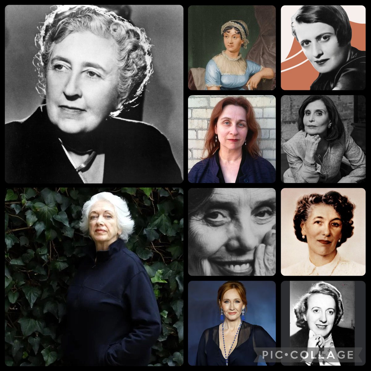 En el día de las escritoras, diez que me dieron y dan momentos de felicidad: 
Ágatha Christie 
Jane Austen 
Ayn Rand
Audrey Niffenegger
Angeles Masttreta
Sara Sefchovich
Elena Poniatowska 
Enid Blyton
J.K. Rowling
Taylor Caldwell