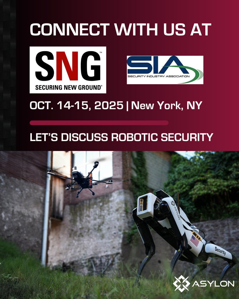 asylonrobotics's tweet image. Asylon's CEO & Founder, Damon Henry, & Chief Growth Officer, Dennis Crowley, will be at @SIAonline's #SecuringNewGround this week to discuss how automation is transforming physical security.
Let's connect and talk about what's next for the industry.
hubs.la/Q03MSxw60