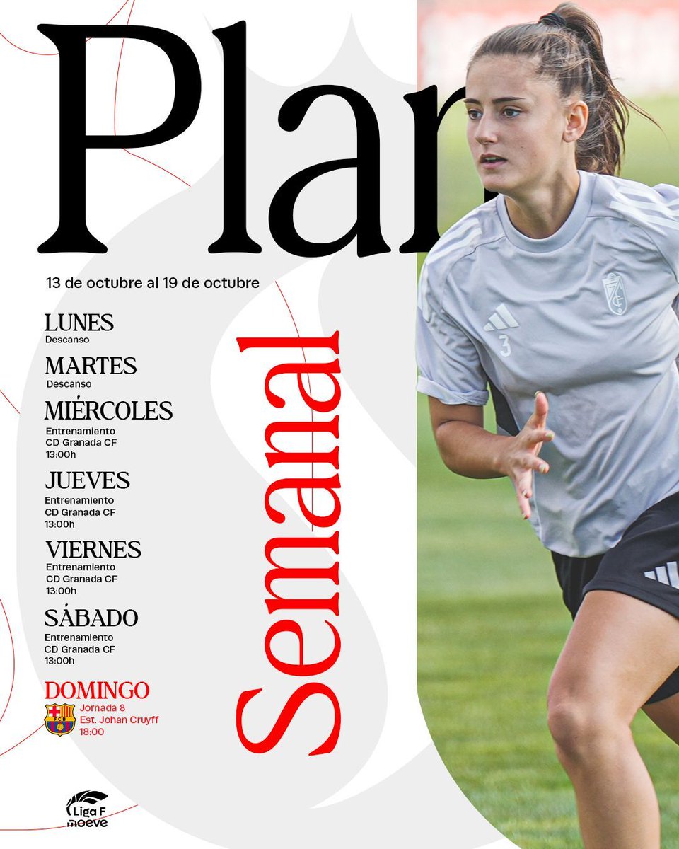 🏋🏼‍♀️ 𝑷𝑳𝑨𝑵 𝑺𝑬𝑴𝑨𝑵𝑨𝑳

💥 Última semana de competición antes de la ventana FIFA.