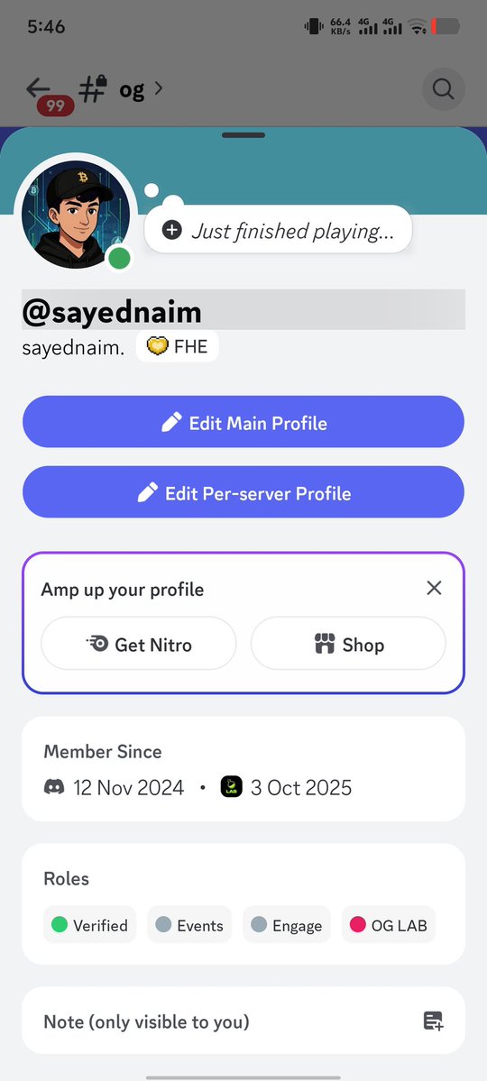 Giod Evening $Lab Fam!
Finally I get the OG role on <a href="/LABtrade_/">LAB</a> Discord. 

Thats awesome I wish I will get better $Lab allocation for it.