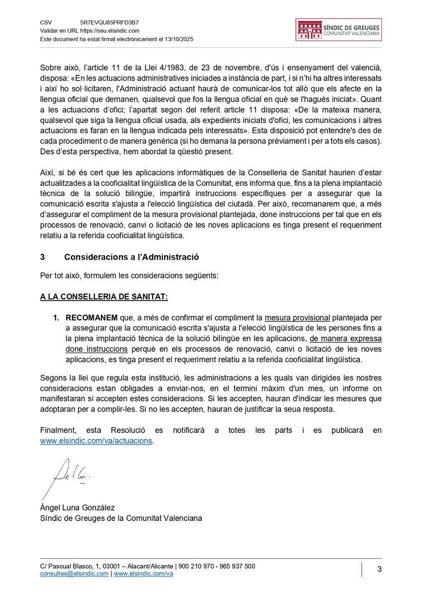 Carles Mulet Garcia (@carlesmulet) on Twitter photo De nou, <a href="/elSindic/">Síndic de Greuges CV</a> amonesta a <a href="/GVAsanitat/">GVA Sanitat</a> x vulnerar drets lingüístics. Tenim 1 govern d putosnazis que odien la nostra llengua i se pensen poden xafar els nostres drets. I no tenim oposició q es preocupe x aquest maltracte. Malament anem... és l'enèsima vegada q me donen la raó De nou, <a href="/elSindic/">Síndic de Greuges CV</a> amonesta a <a href="/GVAsanitat/">GVA Sanitat</a> x vulnerar drets lingüístics. Tenim 1 govern d putosnazis que odien la nostra llengua i se pensen poden xafar els nostres drets. I no tenim oposició q es preocupe x aquest maltracte. Malament anem... és l'enèsima vegada q me donen la raó