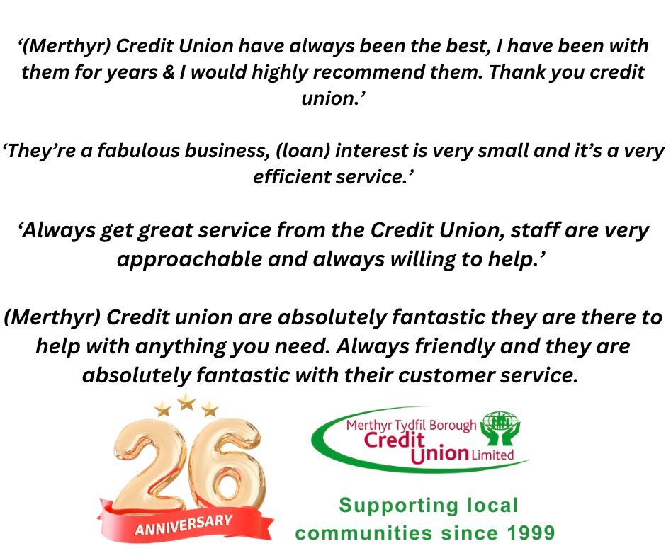 It’s hashtag #InternationalCreditUnionDay this Thursday 16th October and to celebrate we’re sharing feedback from the last 12 months from our members this week.

We aim to provide a top class customer service to new and existing members, it’s great to get feedback to show that 😀