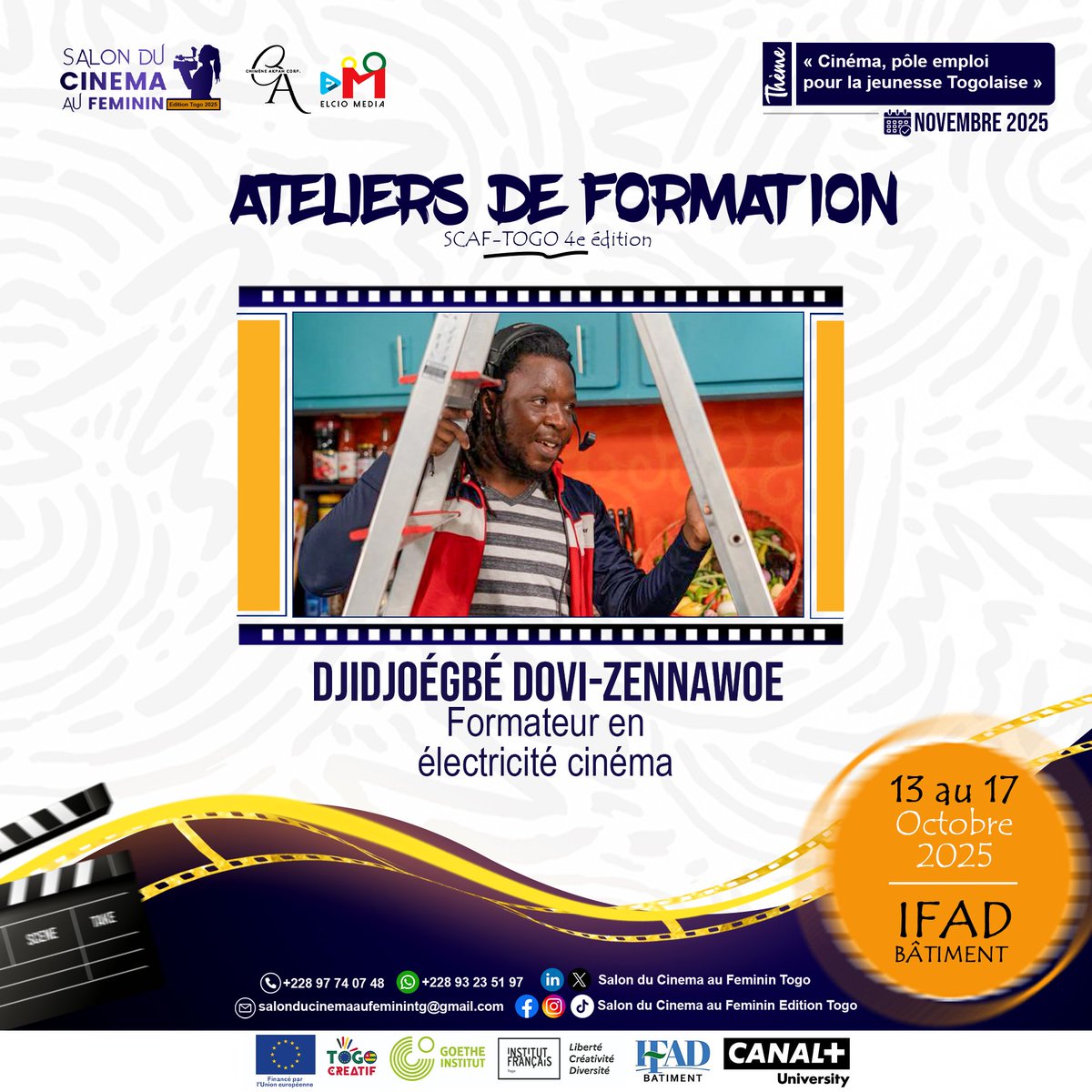 Scaf_Tg's tweet image. Djidjoegbe DOVI-ZENNAWOE, Technicien audiovisuel expérimenté,spécialiste en électricité pour le cinéma.

🎬 Il transmet maintenant son expertise aux jeunes pour illuminer les plateaux de tournage.

#SCAF #Edition4 #Cinema #Togo #IfadBatiment
