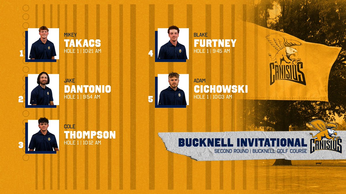 Back on the course at Bucknell. ⛳️

The #Griffs will take part in the second round of the Bucknell Invitational, with tee times starting at 9:45 a.m.

📊: scoreboard.clippd.com/tournaments/23…

#MAACGolf