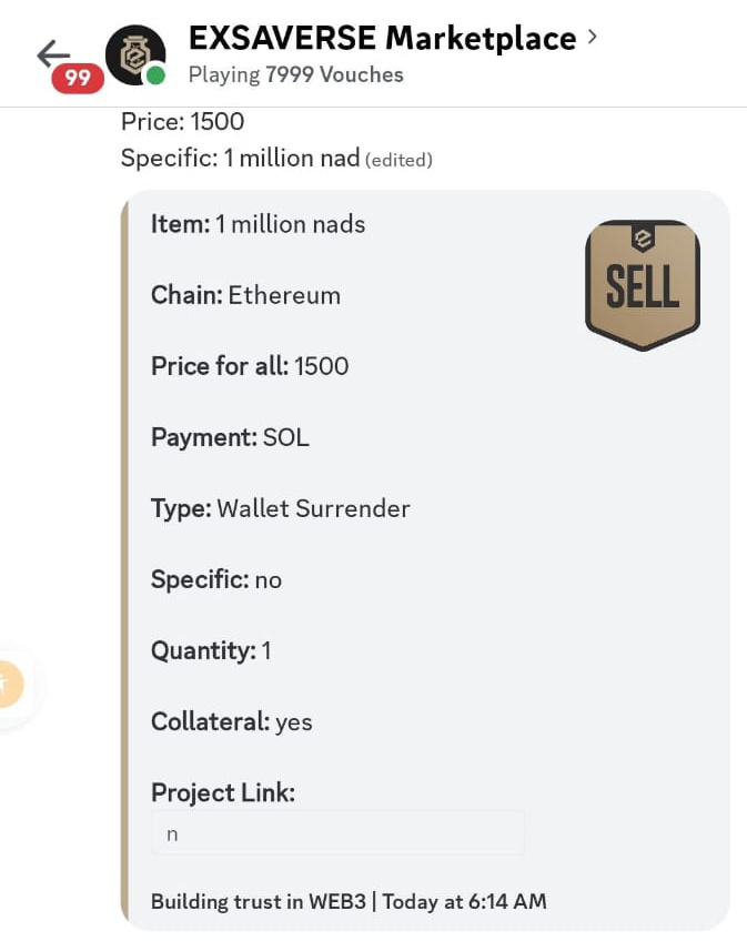 Someone just sold their 1m nads nft at $1500 at OTC market

Wtf!!!, Monad euphoria is just crazy