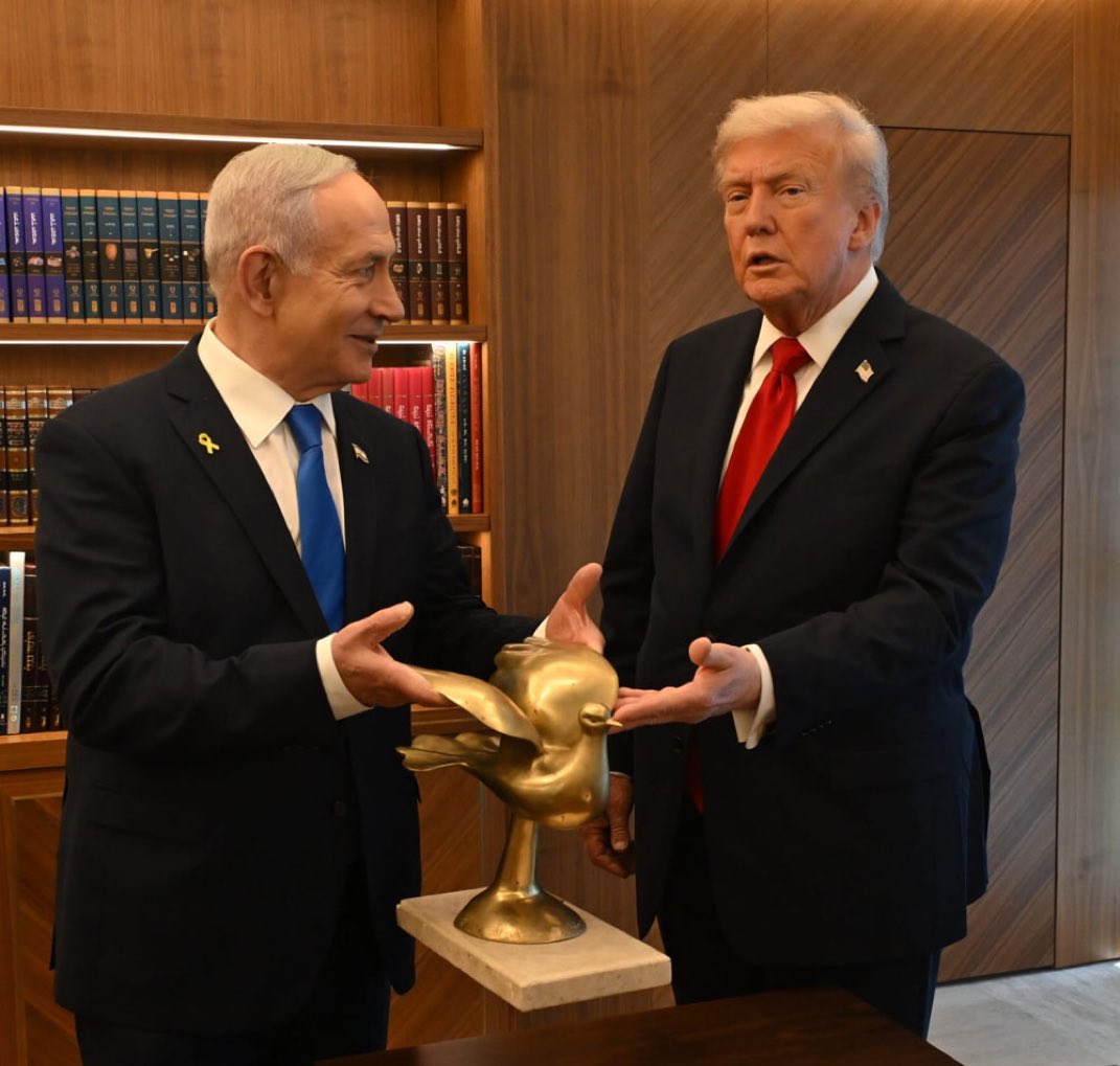 Bebek katil, azmettiricisine barış güvercini vermiş!

67 binden fazla insanı katlederek Gazze'de soykırım yapan İNetanyahu, Trump'a 'altın güvercin' verdi.

Siz değil altın güvercin paslı teneke bile etmezsiniz!