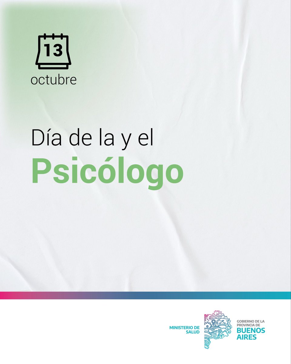 En este día, reconocemos y agradecemos a las y los psicólogos que contribuyen cada día a la prevención, el acompañamiento y la atención en salud mental, haciendo posible el acceso de las y los bonaerenses a una salud integral y con perspectiva de derechos.

¡Feliz día! ☺️