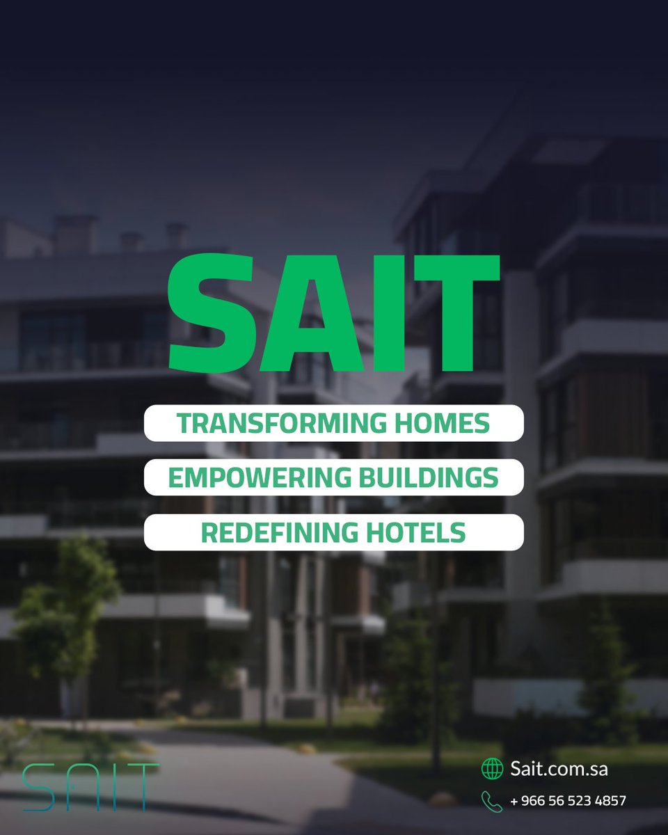 saitsaudi's tweet image. Smart living is not limited to your home. SAIT powers smarter houses, more sustainable buildings, and world-class hotels.
Creating spaces that aren’t just smart they’re AI Genius.

sait.com.sa/services/

#Smart_home #smart #smart_home_system #SAIT #Genius #AI
#البيوت_الذكيه