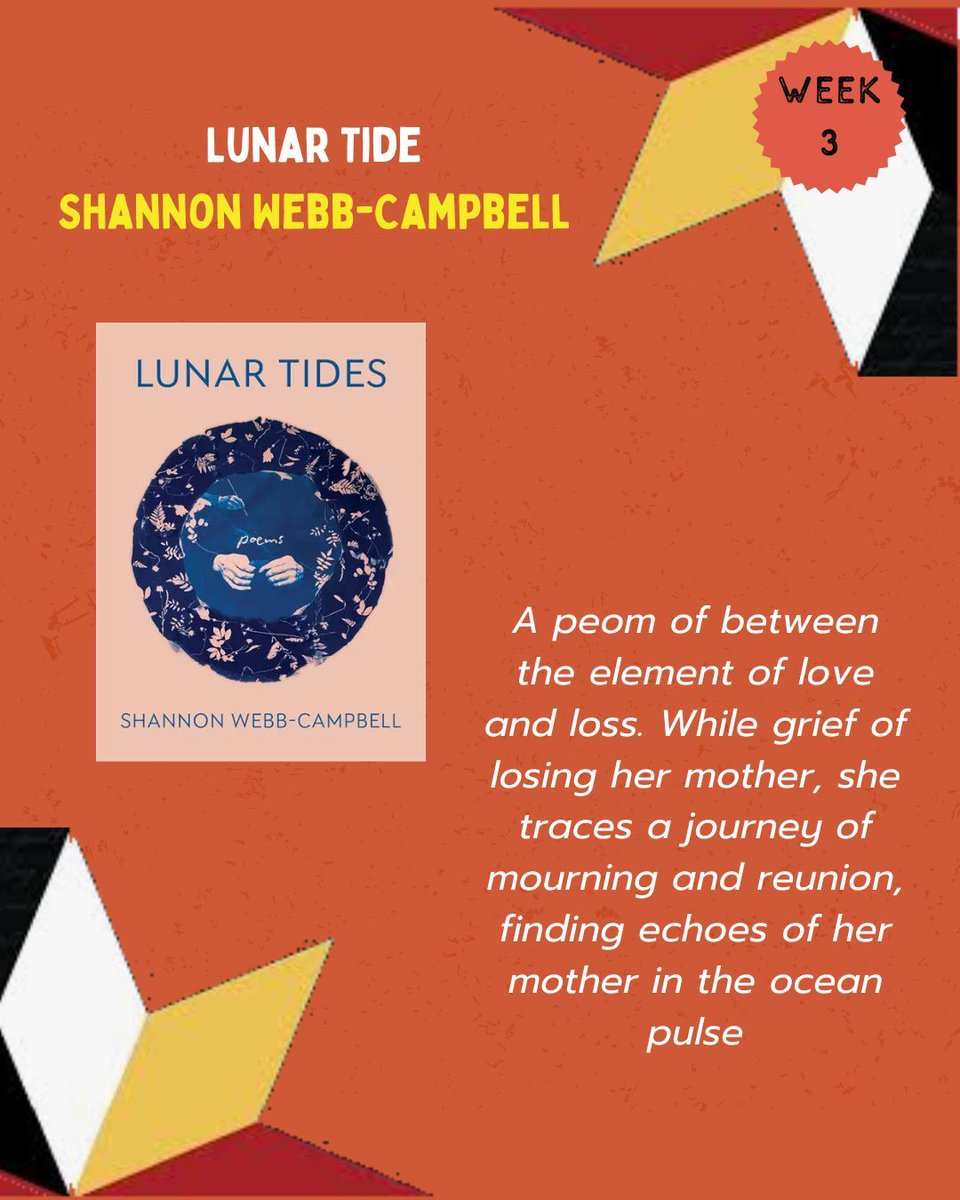 Lunar Tides is a poetry collection structured around the lunar calendar and tides, in which the speaker processes the grief of losing her mother. The poems weave together themes of identity, ancestral relationships, colonial legacies, and the pull of water and the moon.
