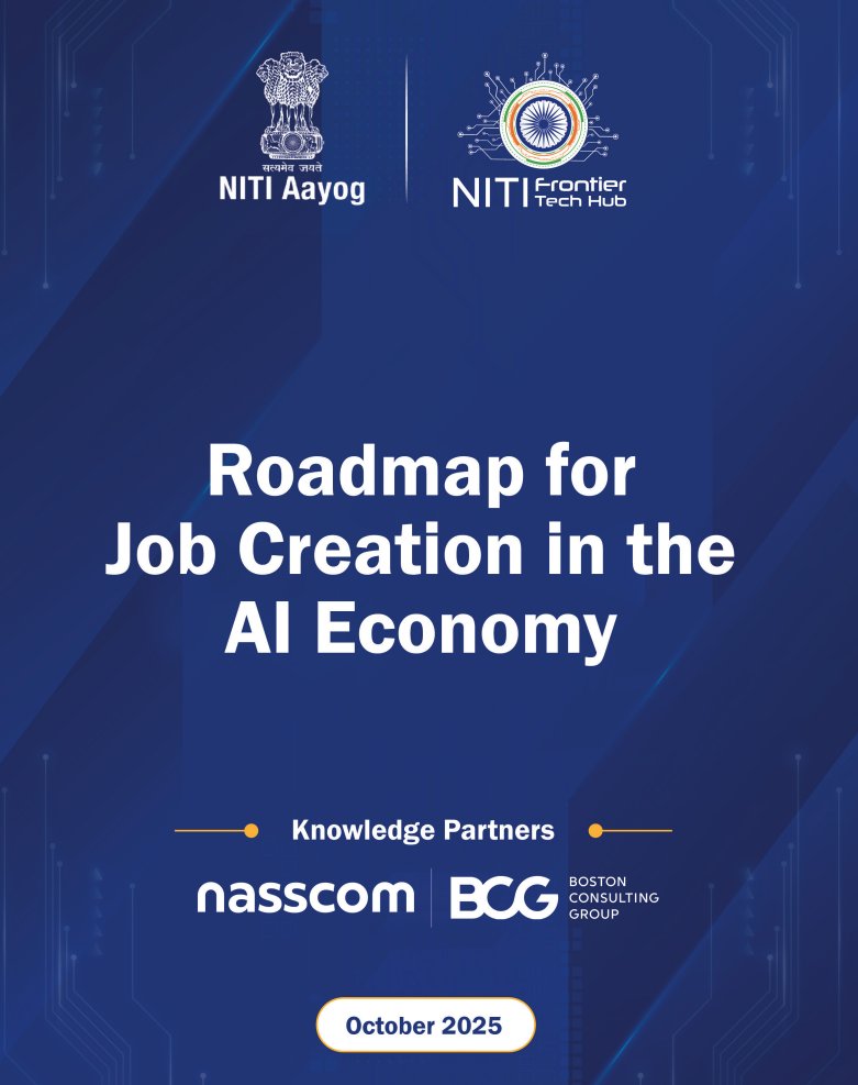 AIWithManv's tweet image. I finished diving into the &quot;Roadmap for Job Creation in the AI Economy,&quot; a new, critical report from NITI Aayog, BCG, and NASSCOM. 

For anyone in India&apos;s tech space, this is mandatory reading. It&apos;s a stark and honest look at the choice in front of us.

The central message is…