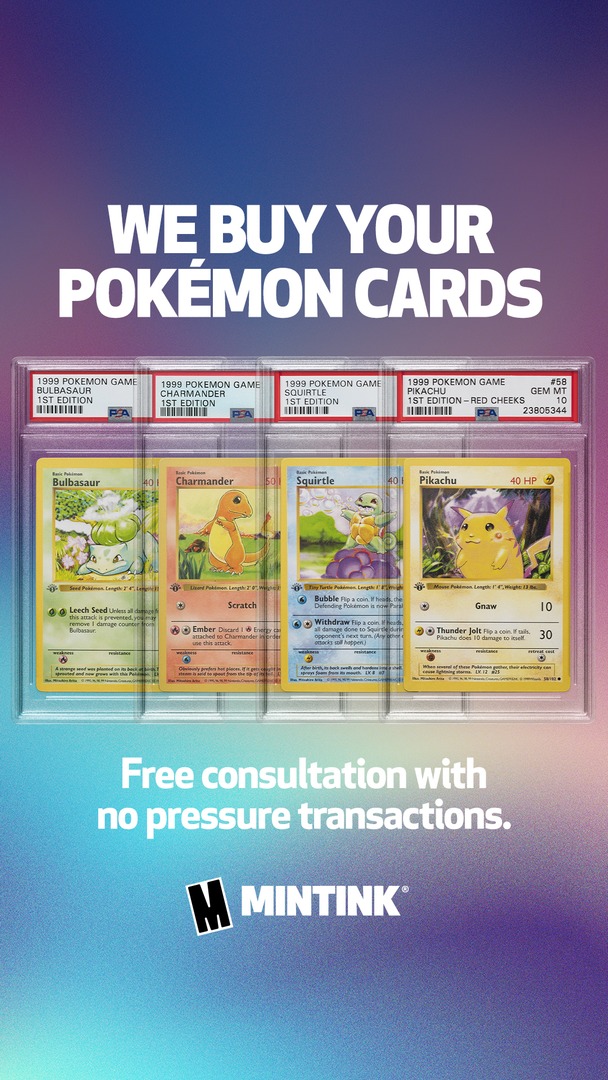 Got Pokémon cards you’re ready to sell? We’re actively buying and paying top dollar for collections of all sizes. Stop by Mintink and turn your cards into cash.