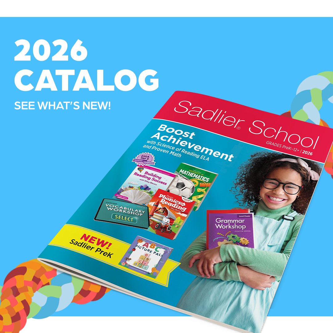 SadlierSchool's tweet image. 📚 The 2026 Sadlier School Catalog is here! 🎉
Discover evidence-based PreK–12 programs that inspire learning—from early literacy to digital Gen Z-ready tools.

👉 Explore now: hubs.ly/Q03N8xWp0

#SadlierSchool #Education #TeachingResources #WileyBlevins