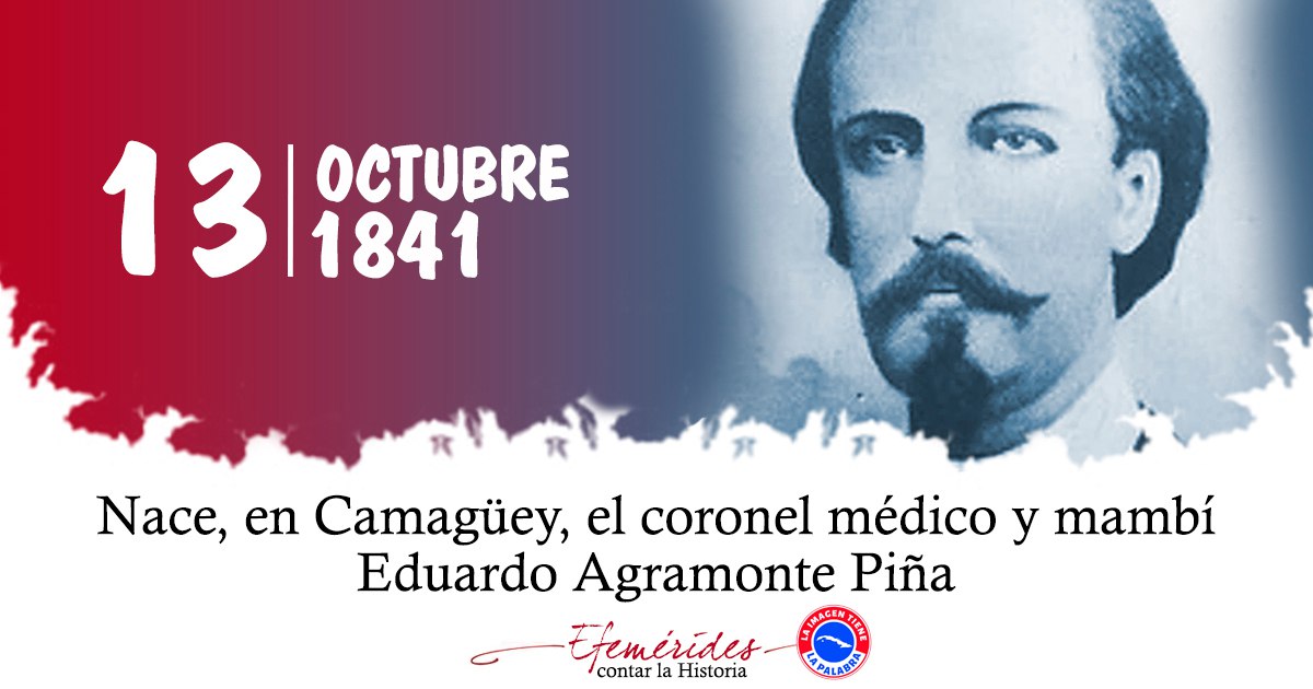 Un día cómo hoy del año 1841 nació en Camagüey el coronel, médico y Manabí Eduardo Agramonte Piña #Cuba.
