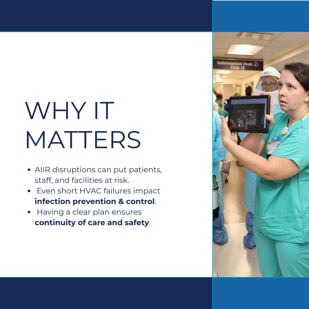 TheNETEC's tweet image. 🆕 New resource from NETEC:
HCID AIIR Downtime Checklist—guidance for managing HVAC-related isolation room malfunctions during special pathogen care.
👉 Preparation ✔️
👉 Active downtime ✔️
👉 Return to service ✔️
📄 Download: ow.ly/QsnG50X2aEE
#NETEC #InfectionPrevention