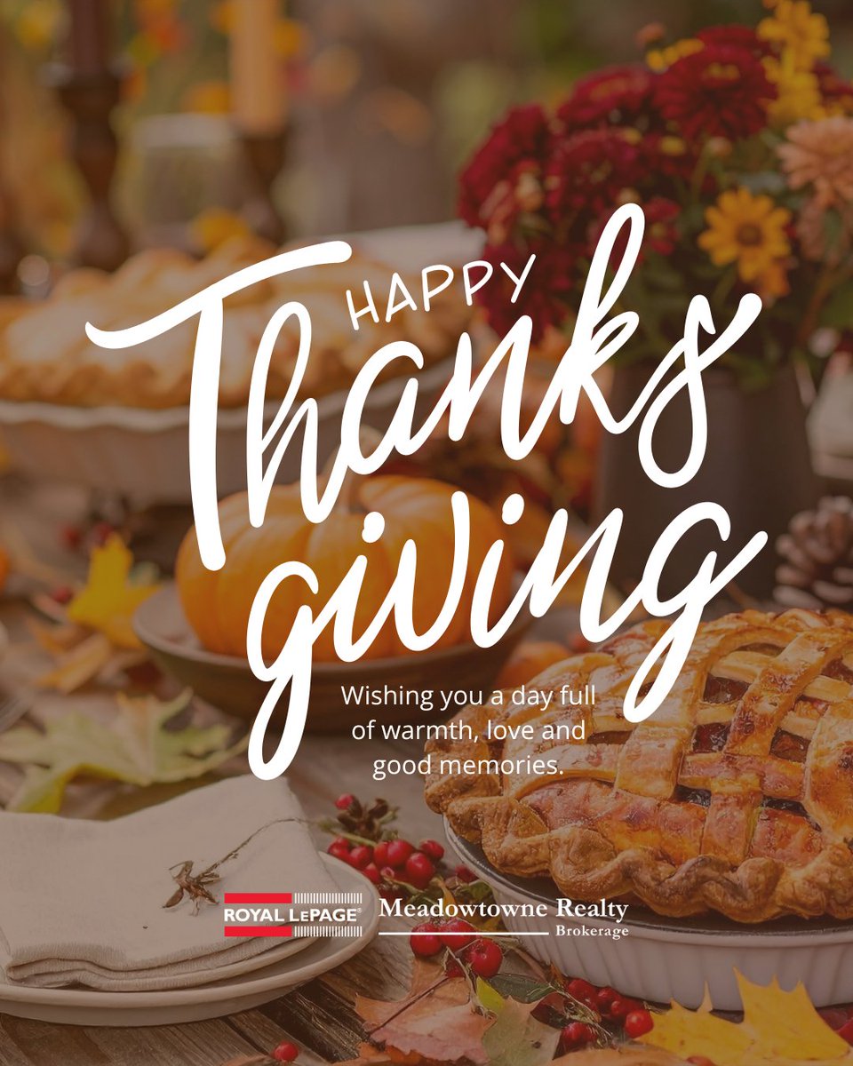🍁🧡 Wishing you a Thanksgiving filled with warmth, gratitude, and special moments shared with loved ones. From our Royal LePage Meadowtowne family to yours - Happy Thanksgiving! 🦃🍂✨

#Thanksgiving #GratefulGatherings #FamilyAndFriends #Celebrate #RLPMRealty #ElevateGrowRefine