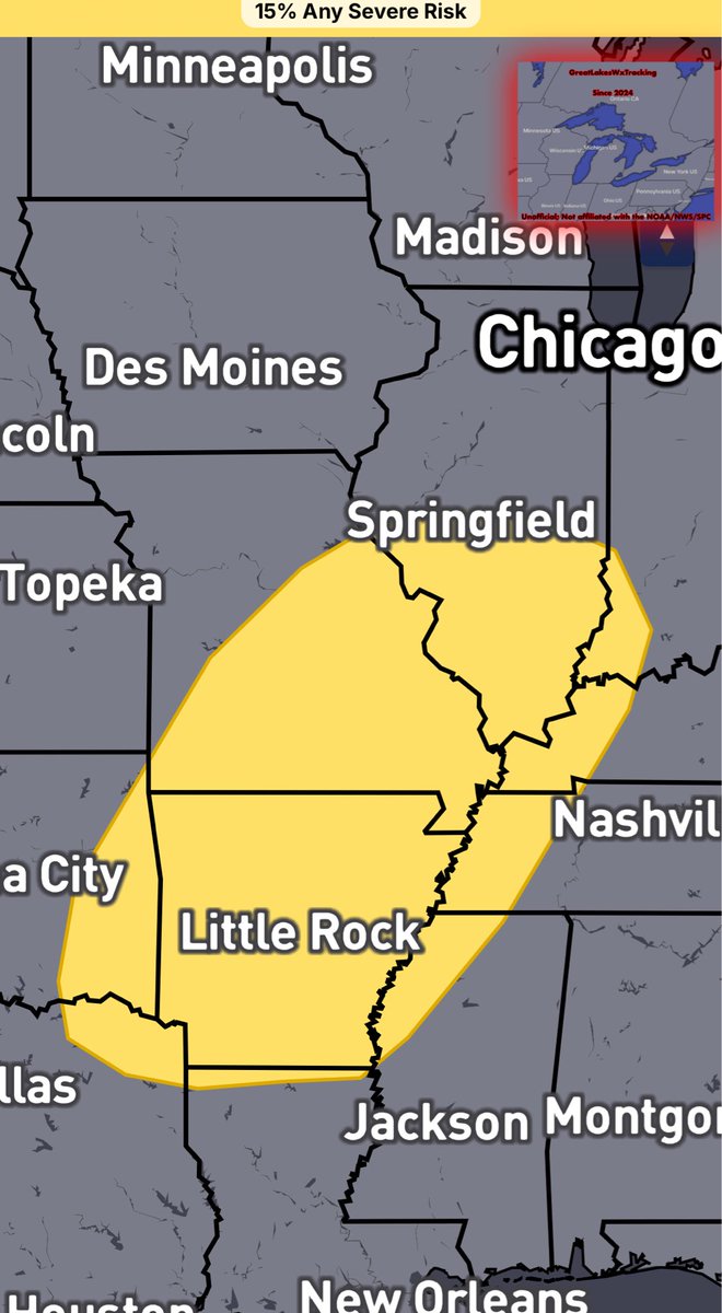 Long time no see!

The SPC has added a Day 6 (Sunday) 15% (SLGT) risk of severe weather for the Middle Mississippi Valley/Ohio Valley/Lower Mississippi Valley/Tennessee Valley/Ohio Valley. 

Some of our covering regions, like IL/IN are in this risk. 

Main risk would be damaging