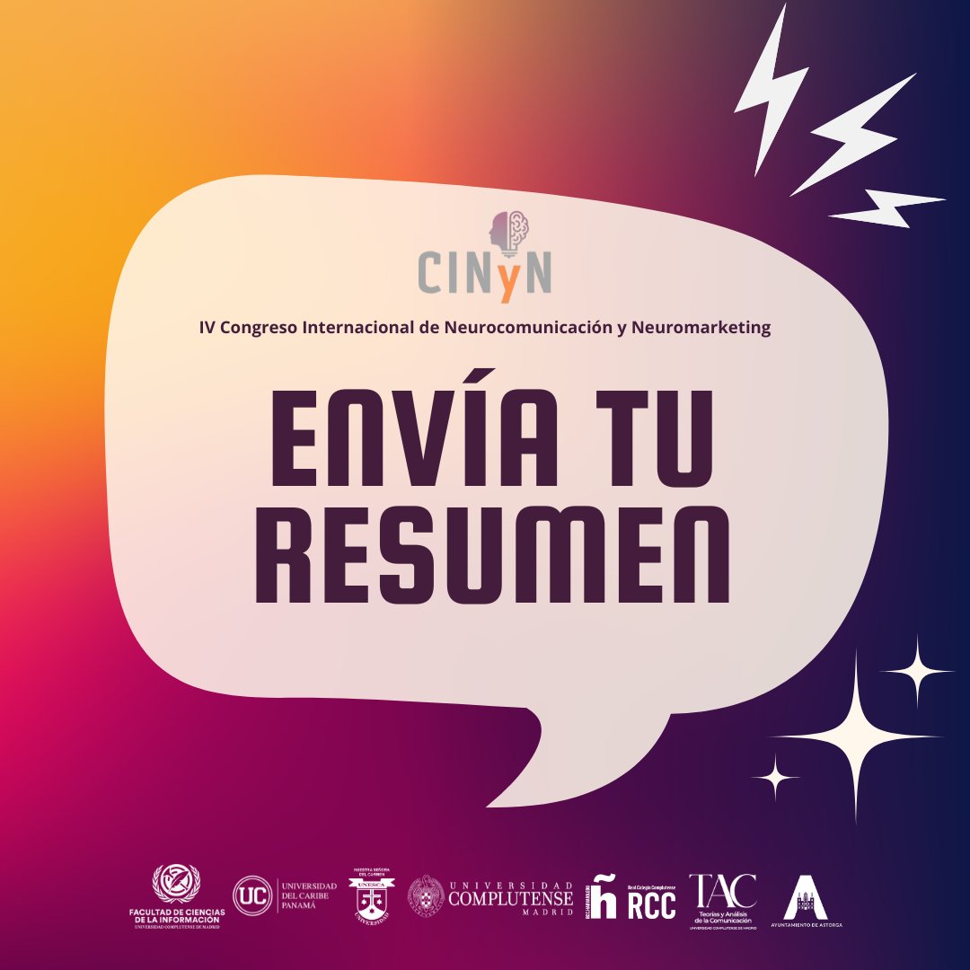 ¡Envía tu resumen! 🧠✨

📅 Fecha límite de envío: 11 de noviembre
🔗 Sube tu resumen aquí 👉 lnkd.in/dQHTYKe2

¡Esperamos tu aporte científico!
 #TAC  #publicidad #comunicacion #consumidor #emociones #conferencia #marketing
