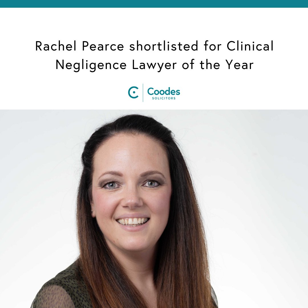 Rachel Pearce, who leads Coodes Solicitors’ Clinical Negligence and Personal Injury team, has been shortlisted for Clinical Negligence Lawyer of the Year at the prestigious Personal Injury Awards 2025.

Read the full story here: coodes.co.uk/2025/10/rachel…