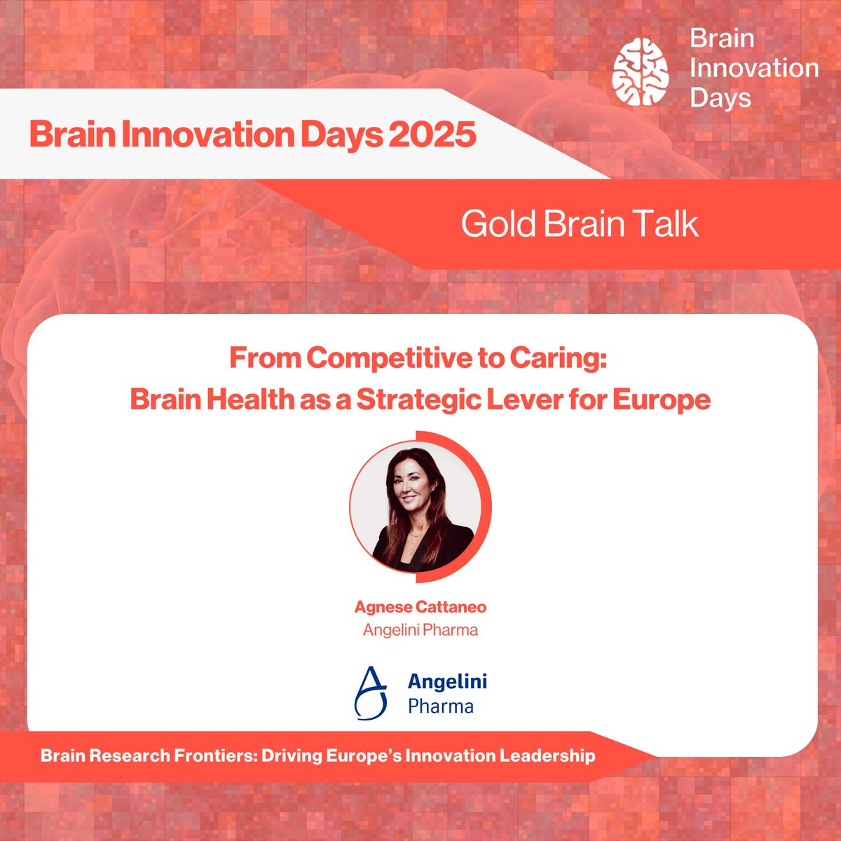 BrainDays's tweet image. ✨Gold Brain Talk✨

Across Europe, #BrainHealth can shift from fragmented competition to coordinated care where innovation translates faster into policy, investment, and timely patient access.

🎤Agnese Cattaneo, Chief Medical Officer, @AngeliniPharma.

👉braininnovationdays.eu/programme-2025/