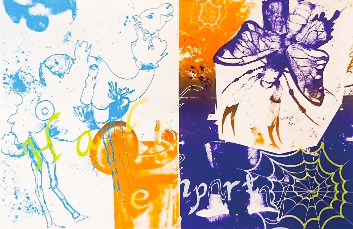 第二作品始めます。
今度はこちらのシルクスクリーンで制作した作品を
表紙用にデザインします。
今のアイデアとしては自分の作品集の表紙イラストで
考えています。
右は元の作品、左は仮で文字組みしたものです。
他のアイデアあればコメント待ってます😊
＃連作
＃オリジナル