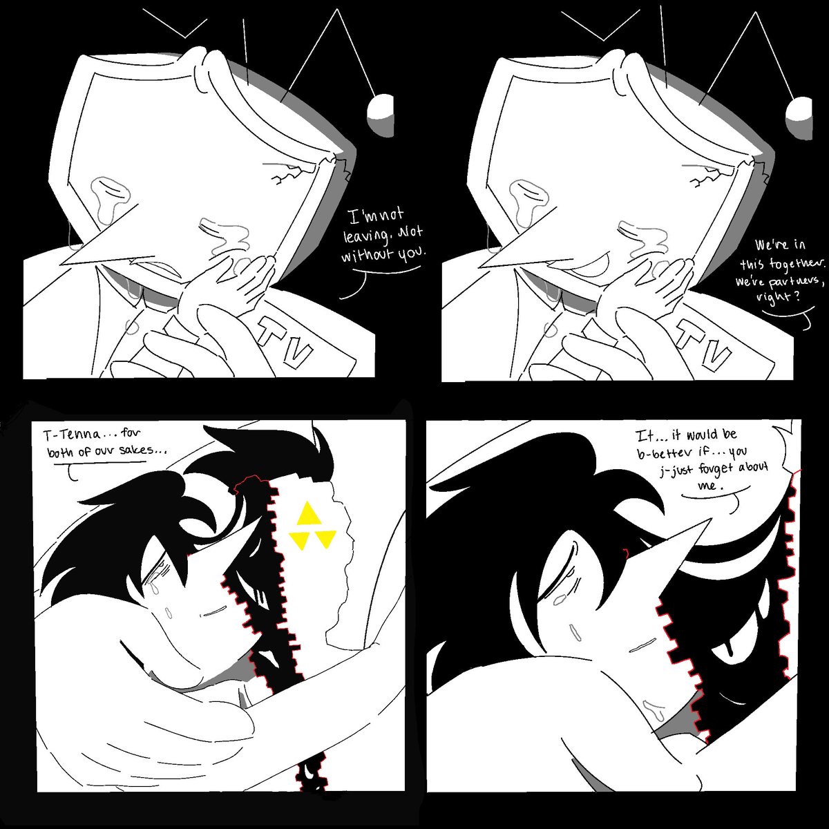 giraffewhisp's tweet image. #CLEAVEDSPAM Revisited Part 10. “I’m sorry I can’t be there for you anymore.” #spamtenna #SpamtennaAU #deltarune