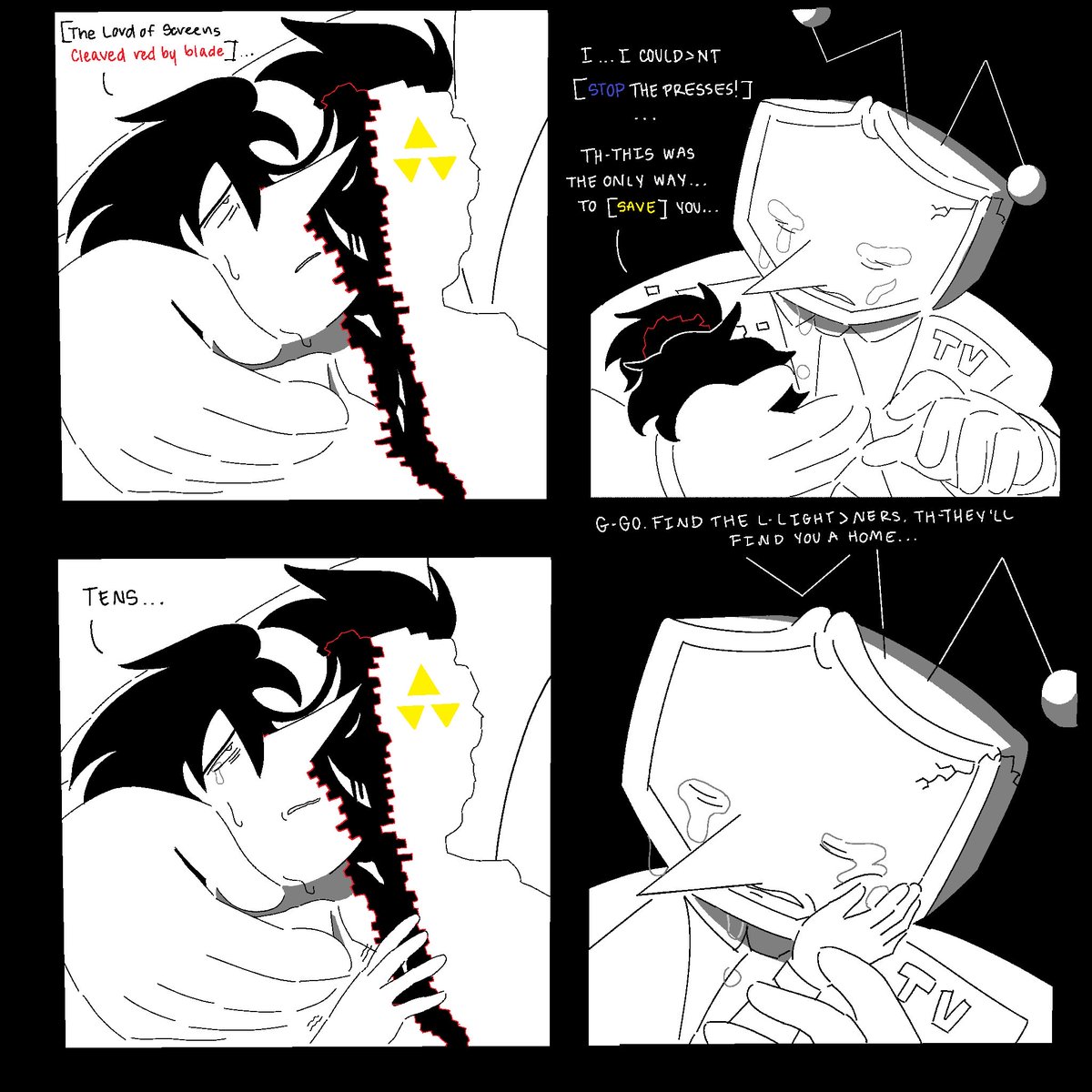 giraffewhisp's tweet image. #CLEAVEDSPAM Revisited Part 10. “I’m sorry I can’t be there for you anymore.” #spamtenna #SpamtennaAU #deltarune