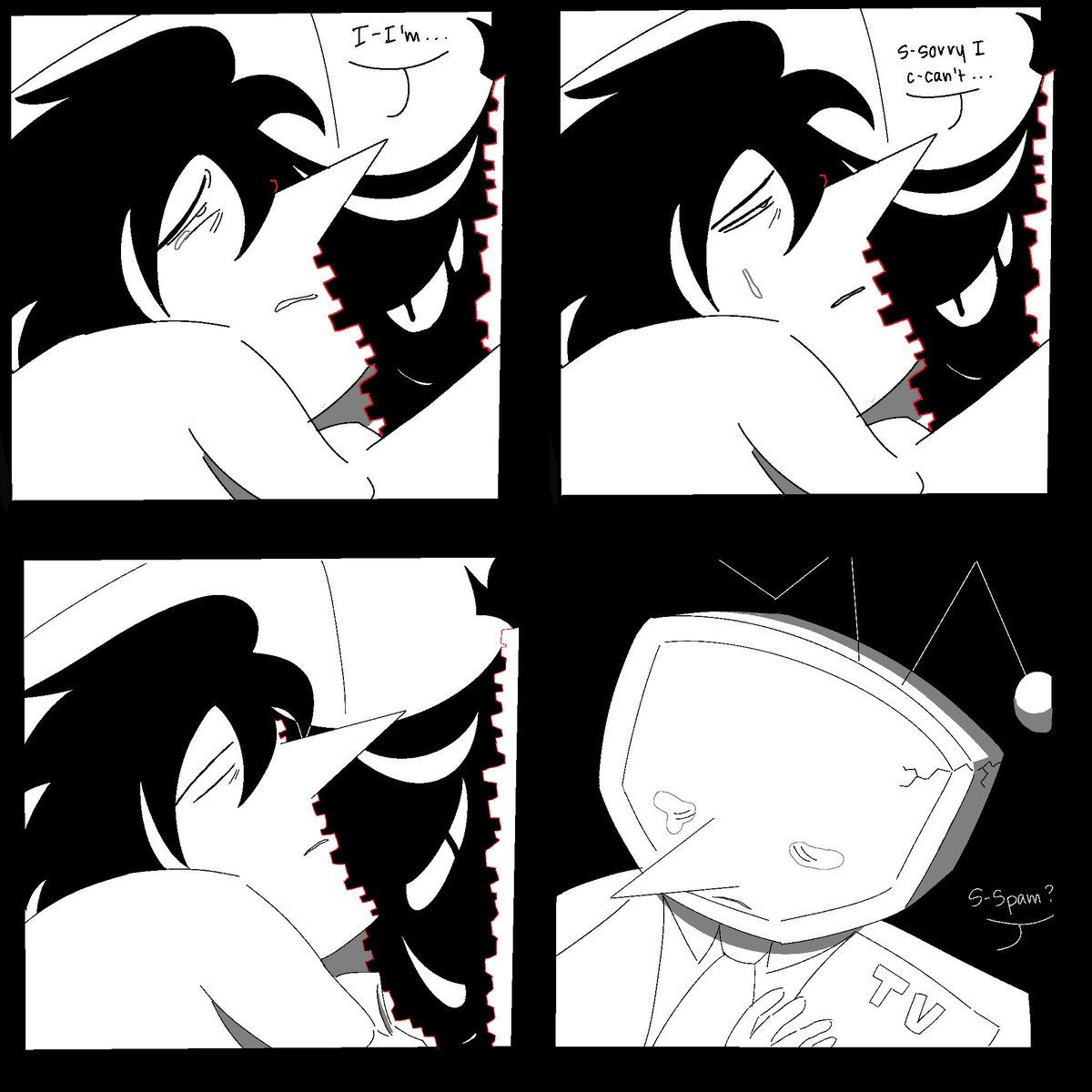 giraffewhisp's tweet image. #CLEAVEDSPAM Revisited Part 10. “I’m sorry I can’t be there for you anymore.” #spamtenna #SpamtennaAU #deltarune