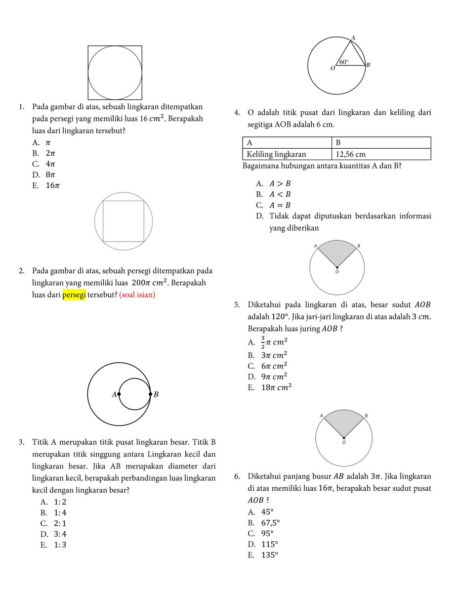 nakamatika's tweet image. PDF Latihan Soal TKA 2025 
Matematika Wajib

ada total 6 soal, kumpulan dari soal yang biasanya dipost terpisah hehe.