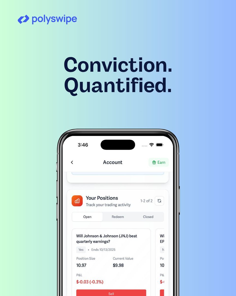 The new Positions dashboard is live.

A cleaner, more intuitive way to manage your conviction — view all active, redeemable, and closed positions in one place.

Real-time PnL tracking brings complete visibility to your trading performance.
Every trade, every outcome, every data