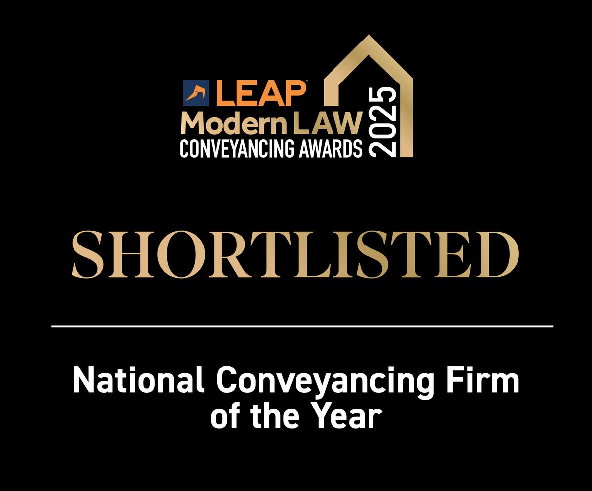 We're shortlisted for four categories at the LEAP Modern Law Conveyancing Awards 2025.

🏆 Outstanding Commitment to Training
🏆 Conveyancing Firm of the Year - North of England
🏆 Giving it Back Award
🏆 National Conveyancing Firm of the Year

Good luck to everyone shortlisted!