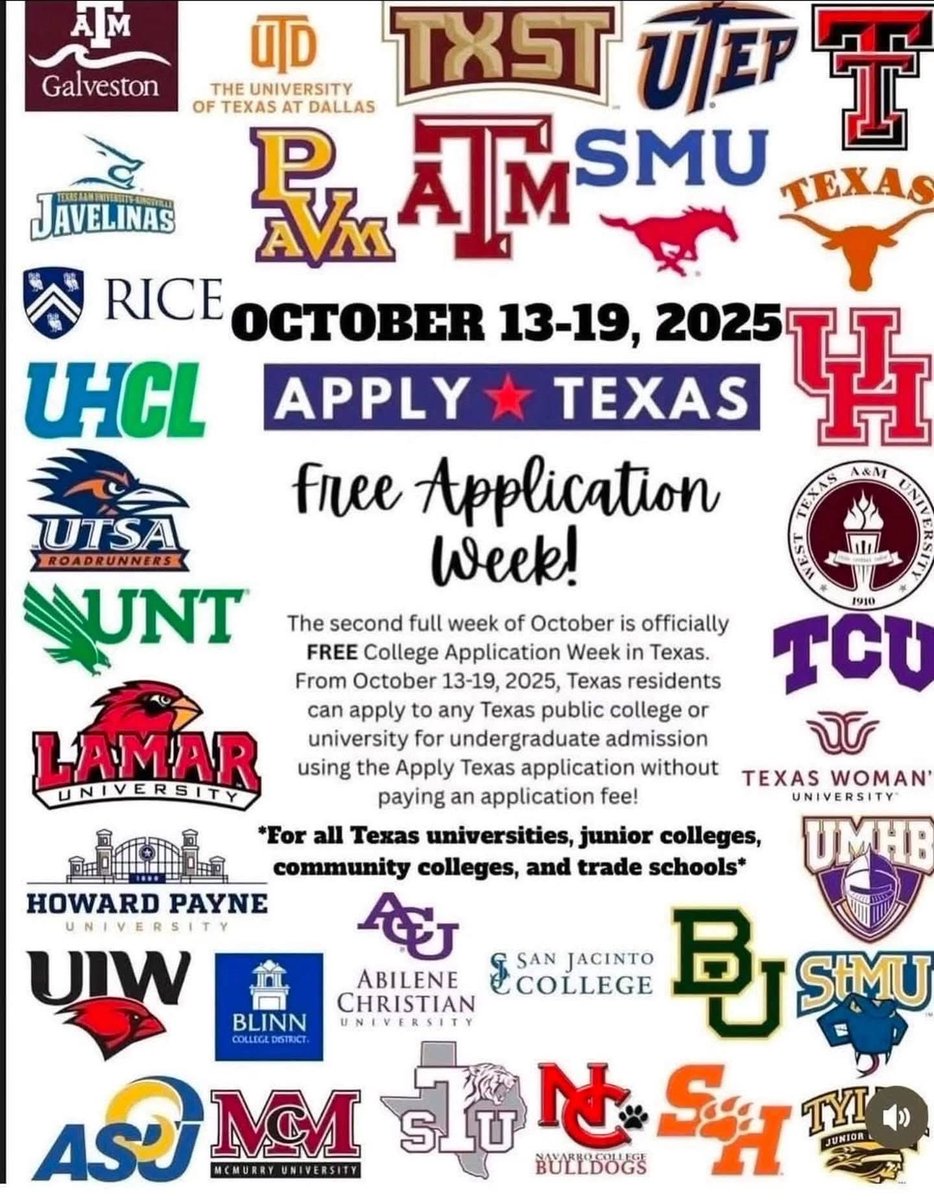 Take advantage of Free Application Week this week! Apply to Texas colleges and universities with no application fee at applytexas.org.
<a href="/whsmustangs/">Westfield Mustangs</a>
<a href="/SpringISD/">Spring ISD</a>