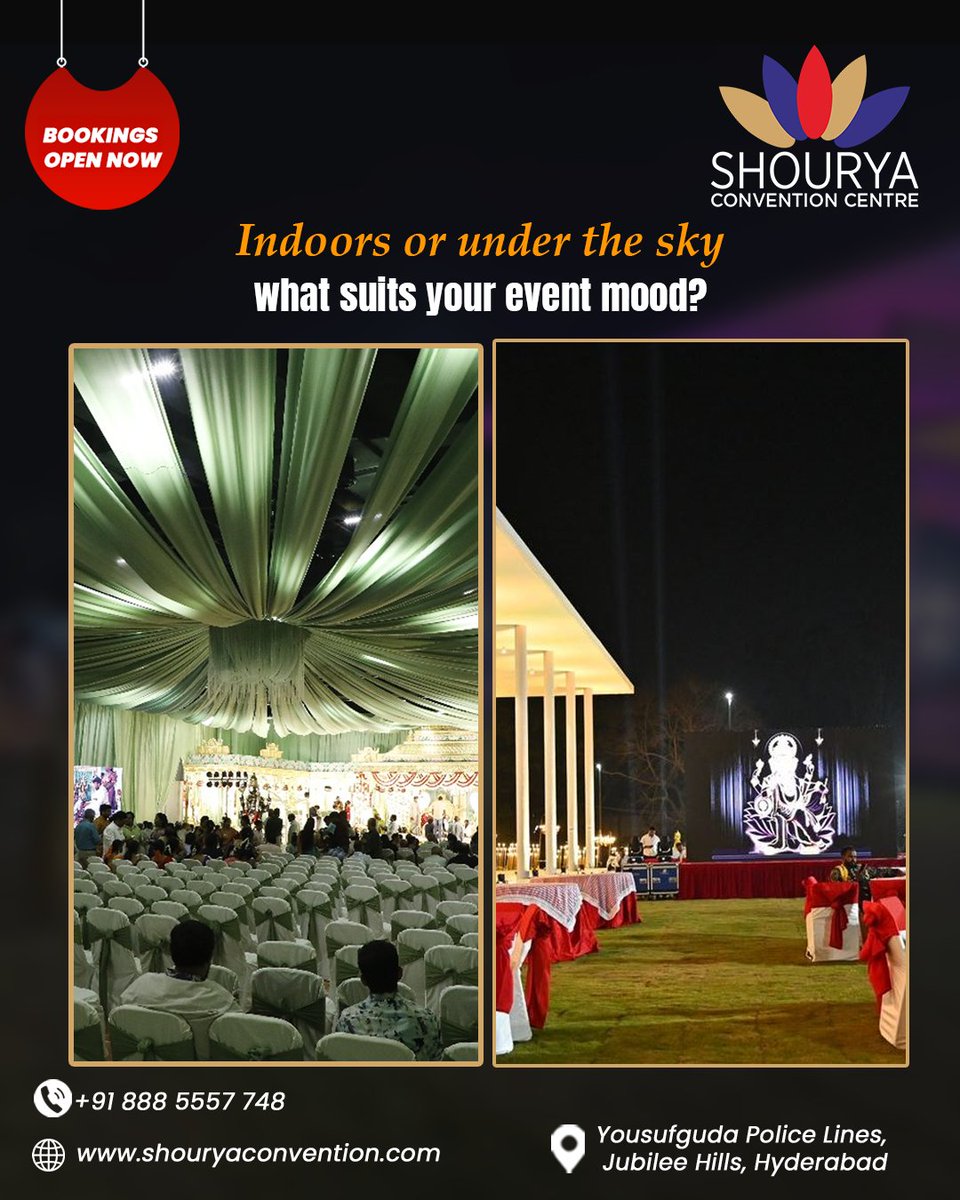SCC_hyd's tweet photo. Every love story deserves a stage as grand as the bond it celebrates.
At Shourya Convention, we make your forever moments shine brighter than ever.

#ForeverBeginsHere #explore #explorepage #ShouryaConvention #GrandCelebrations #HyderabadWeddings #WeddingGoals #EventPerfection https://t.co/VfMkaJ5vQn
